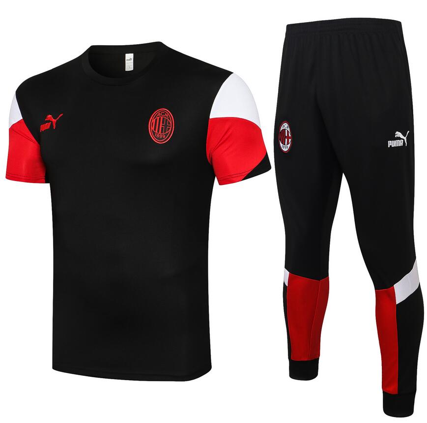 2021/22 AC Milan Black Training Kits Shirt with Pants